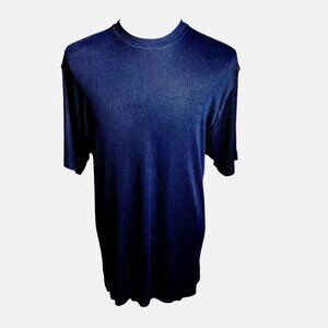 Mem's Paolo Valenzi Italy  T-Shirt size XXL Navy Blue Woven fabric light weight